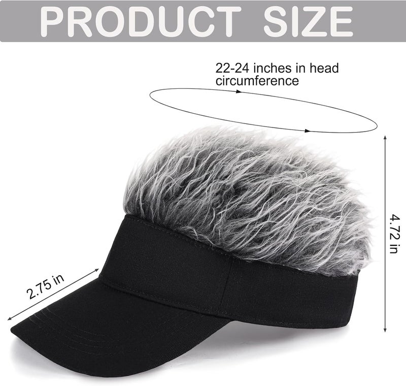 Regilt Men’s Visor Hat with Hair Funny Spiked Hair Wig Hat Novelty Adjustable Baseball Cap - Image 2